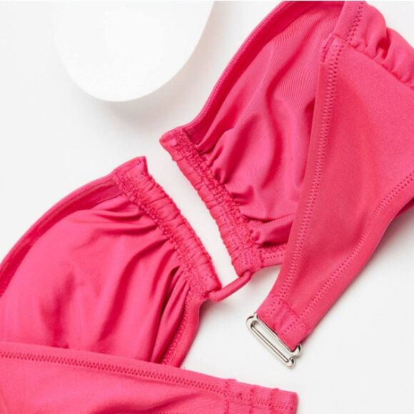 🔥2/$15🔥NWT - H&M Padded Bandeau Bikini Top, Cerise – Size 10 - Picture 2 of 11